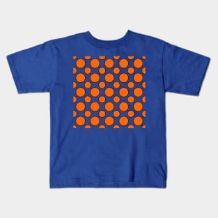 Orange and blue polka dots black outline Kids T-Shirt